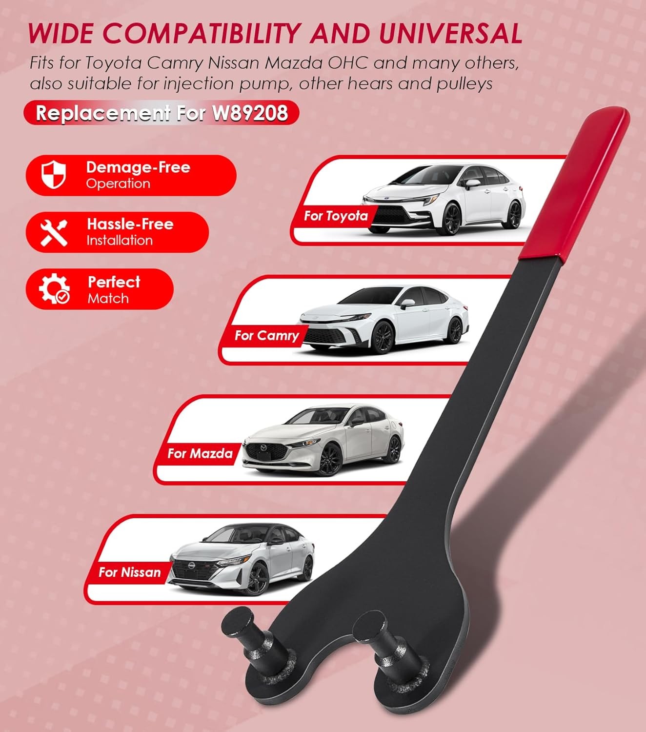 Cam Pulley Holder & 58430 Shaft Seal Puller Tool for Nissan Toyota Camry Maximas