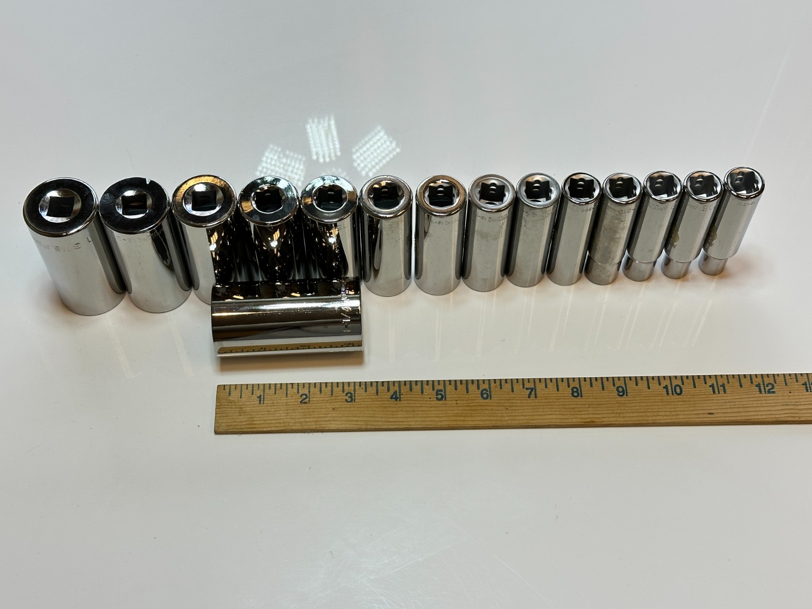 NOS Armstrong Tools USA 15-575 15pc 1/2” Drive 3/8-1-1/4” Deep Socket, 12 Point