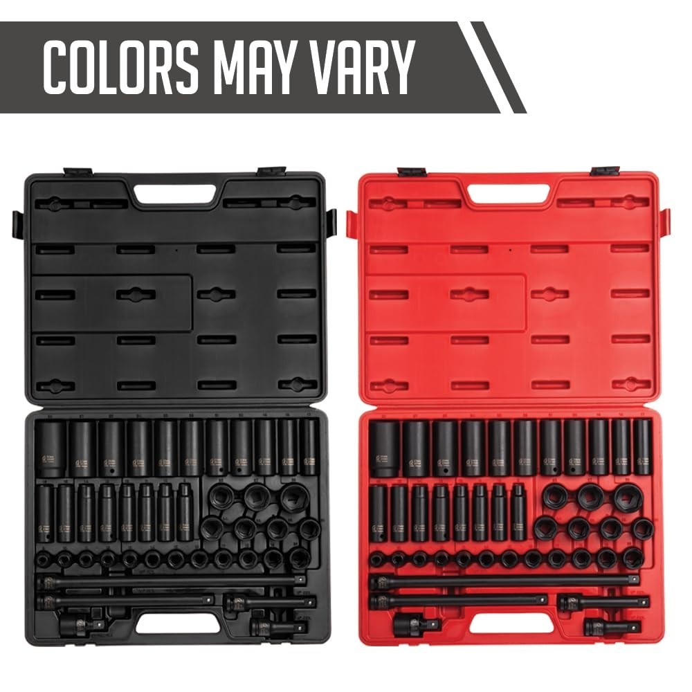 43-Piece 1/2″ Drive Impact Socket Set, Metric 9mm-30mm, Cr-Mo Steel, Heavy Duty