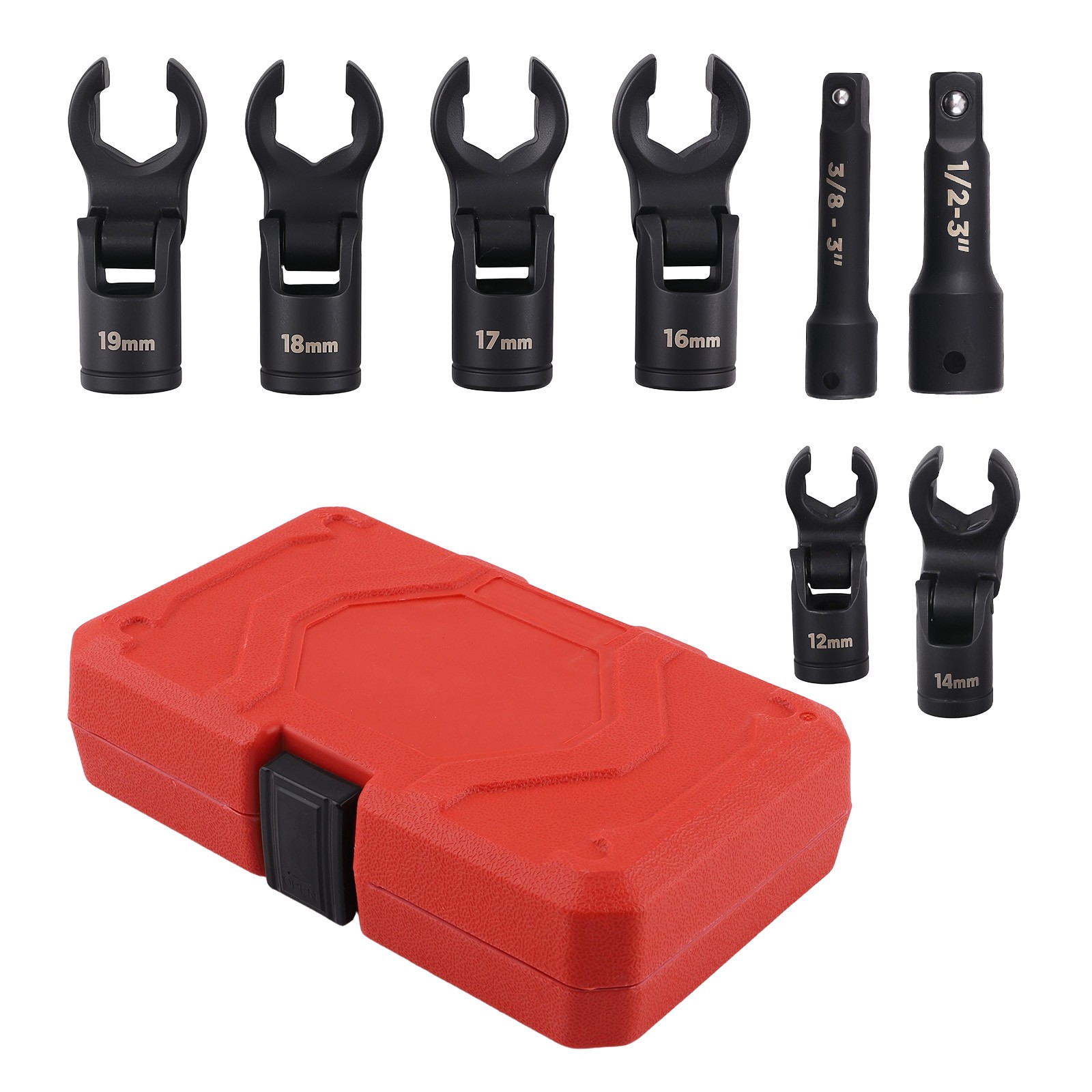 180° Flex Head Line Wrench Set 12-19mm for Brake Fuel System Service 8PC Kit