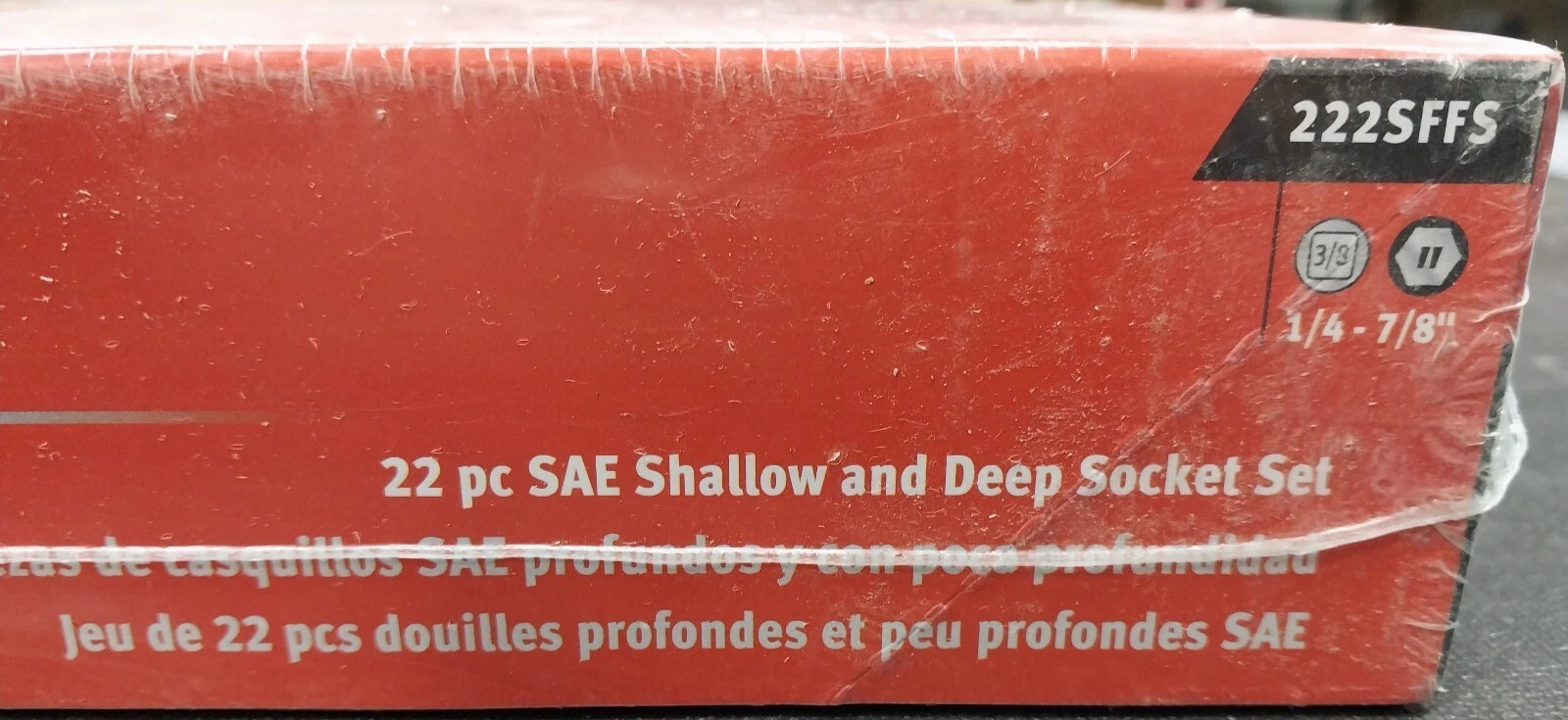 New Snap-on 3/8″ drive 1/4″ thru 7/8″ 22-pc 6-point Shallow Deep Socket 222SFFS