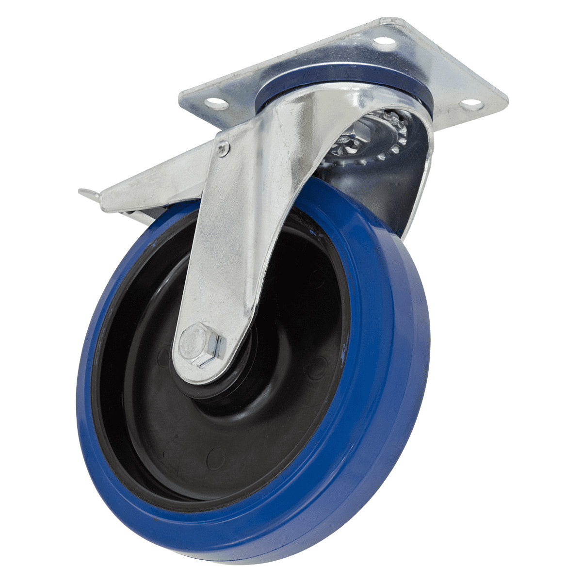 Sealey SCW3160SPLEM Heavy-Duty Blue Elastic Rubber Castor Wheel Swivel with
