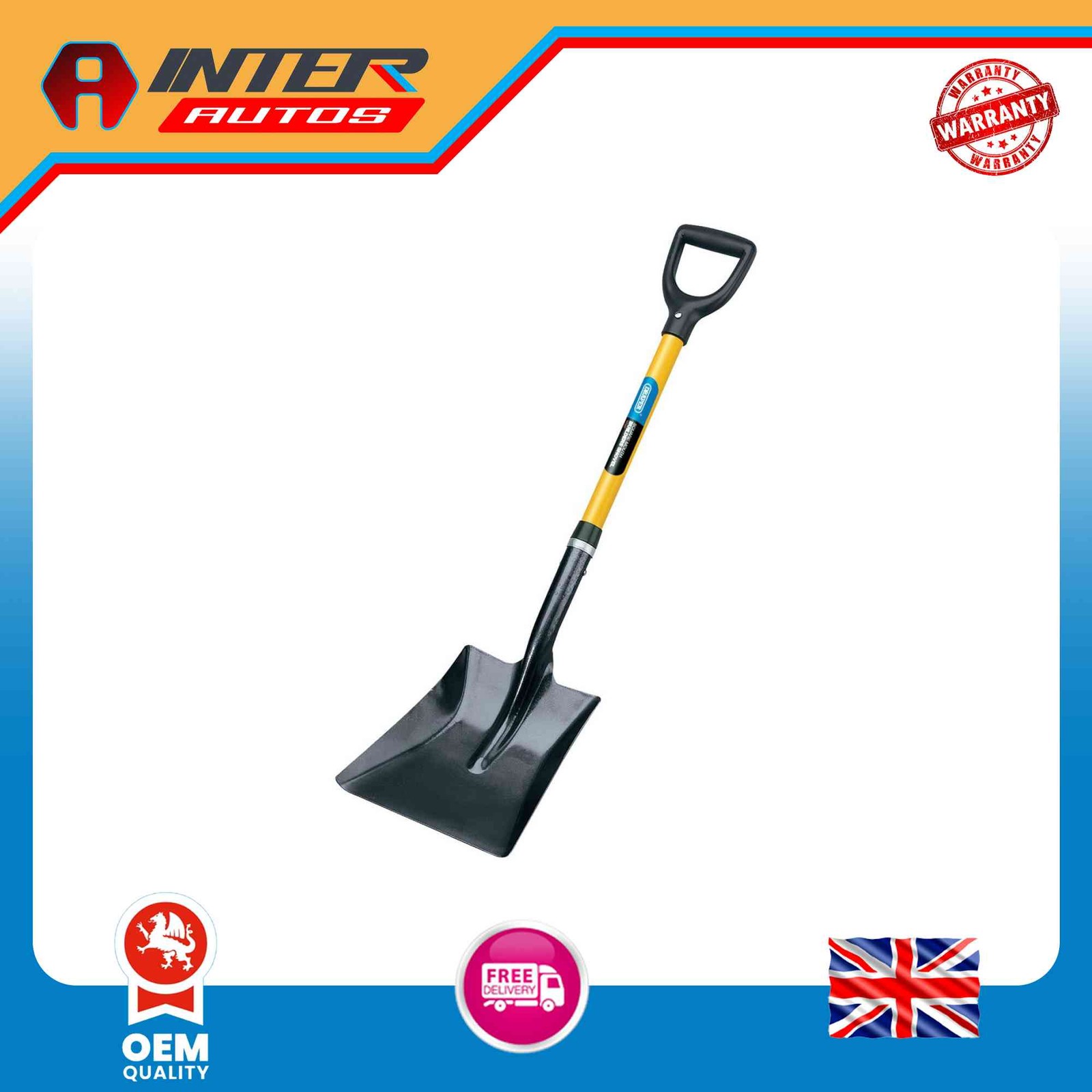 Draper Square Mouth Builders Shovel with Fibreglass Shaft 57567