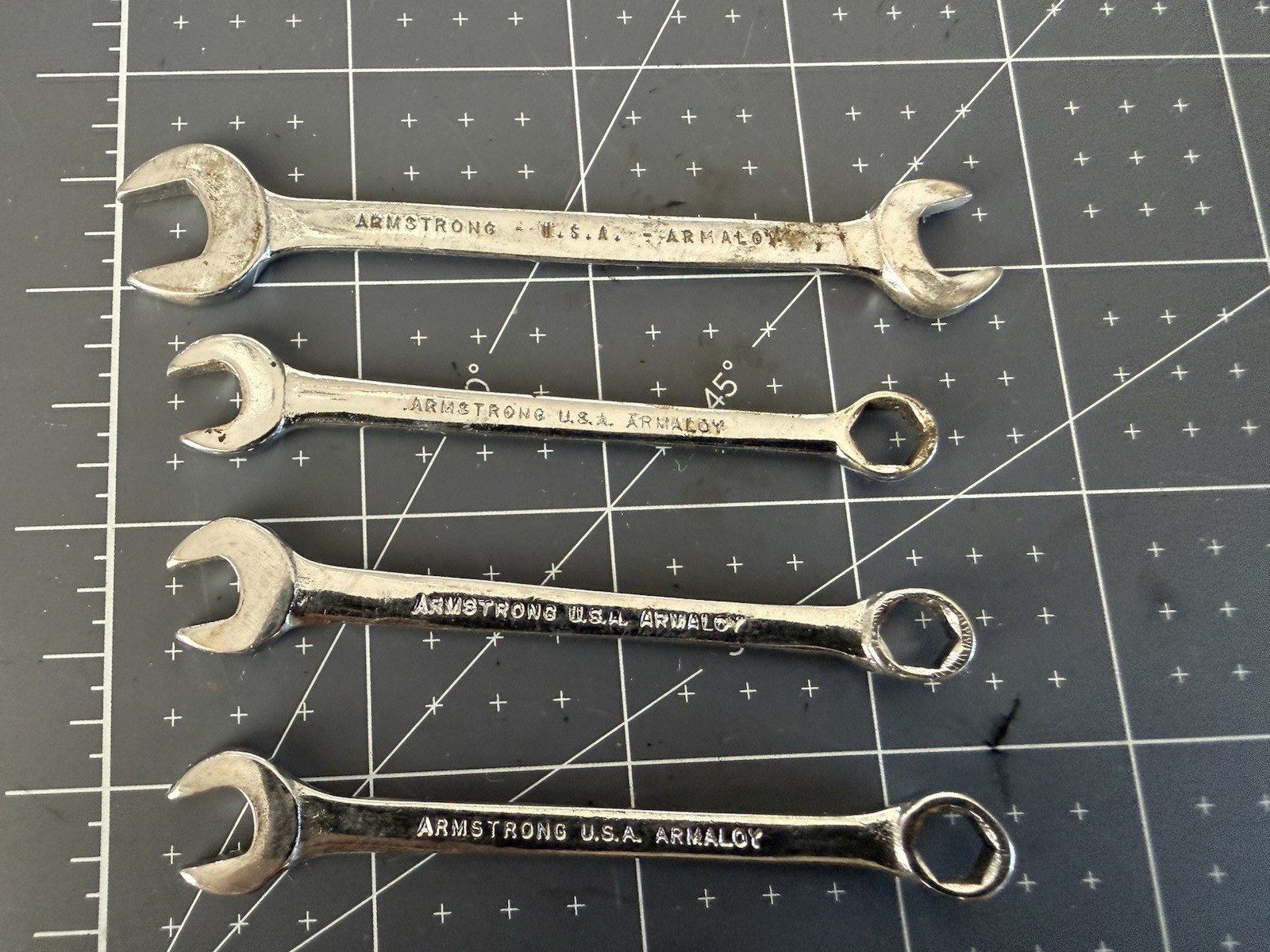 Armstrong wrenches , 2- 6, mm . 1/4″, 11/32-5/16′ lot Of 4 used