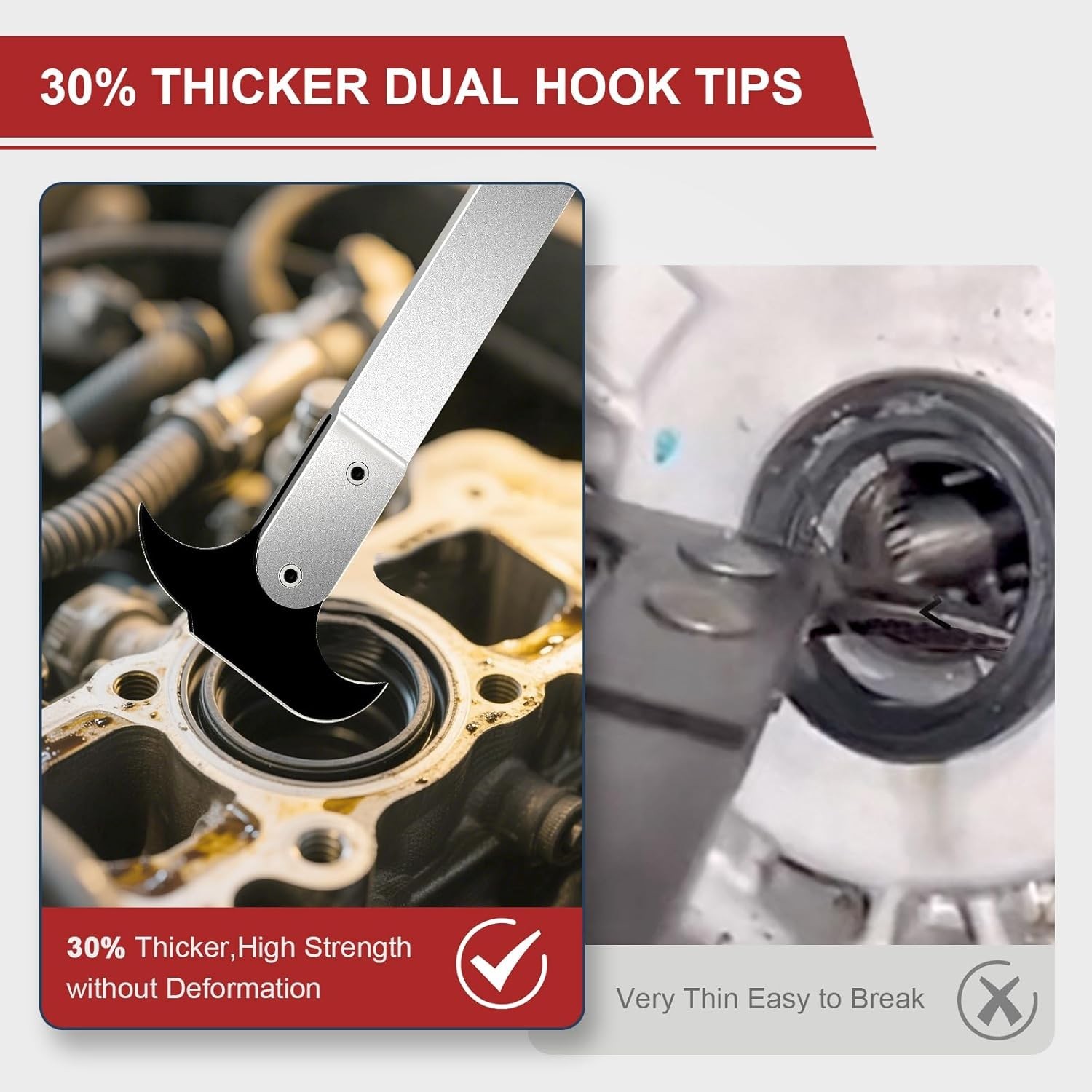Oil Seal Puller & Separator Tool, Universal Dual-Hook Seal Removal with 30% T…