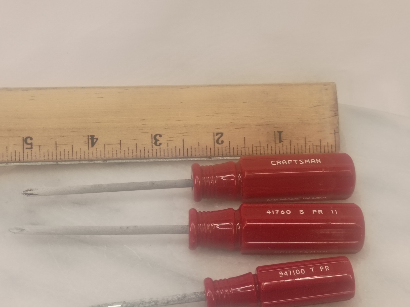 Lot Of 7 Vintage Craftsman USA Red Handle Mini Screwdrivers Phillips Regular