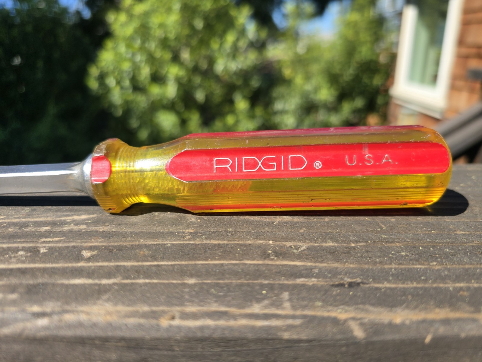 Ridgid 3/8″ Model No. 1943 Flat Slotted Screwdriver Orange Yellow 13.5″ USA