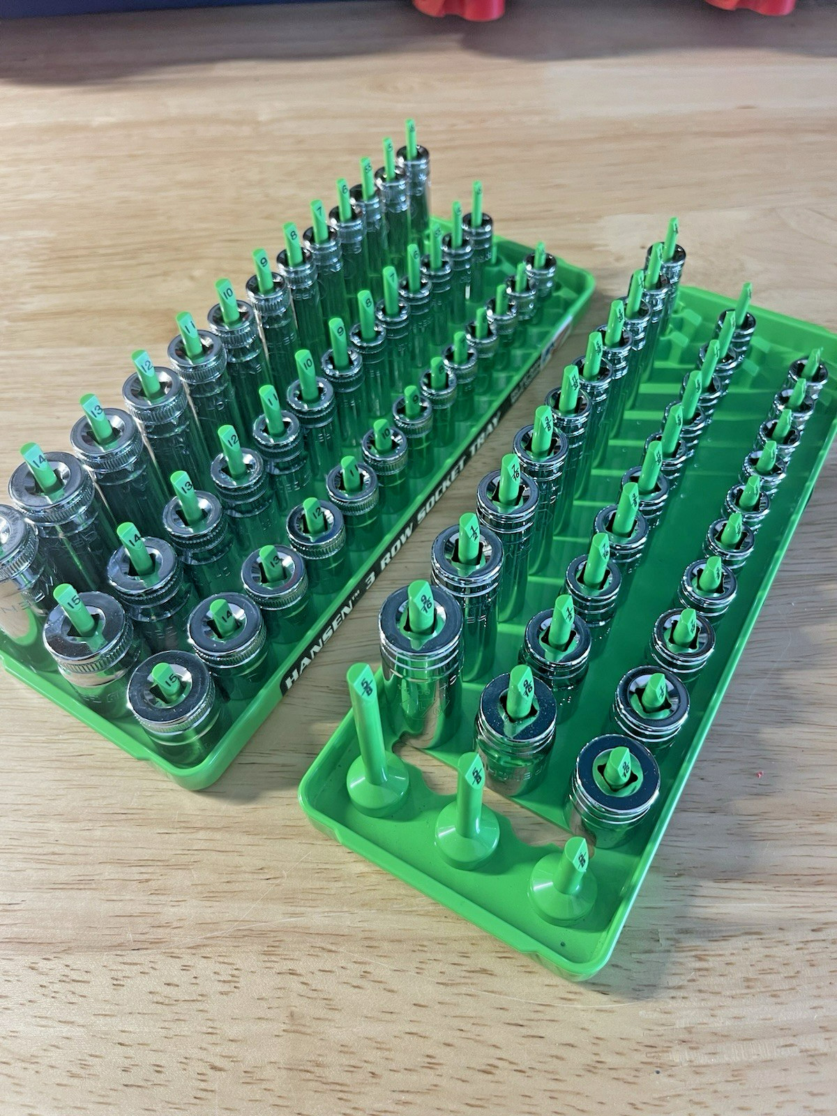 GearWrench 1/4” Metric & SAE Shallow Mid Deep 6 pt Sockets w/ Hansen Trays