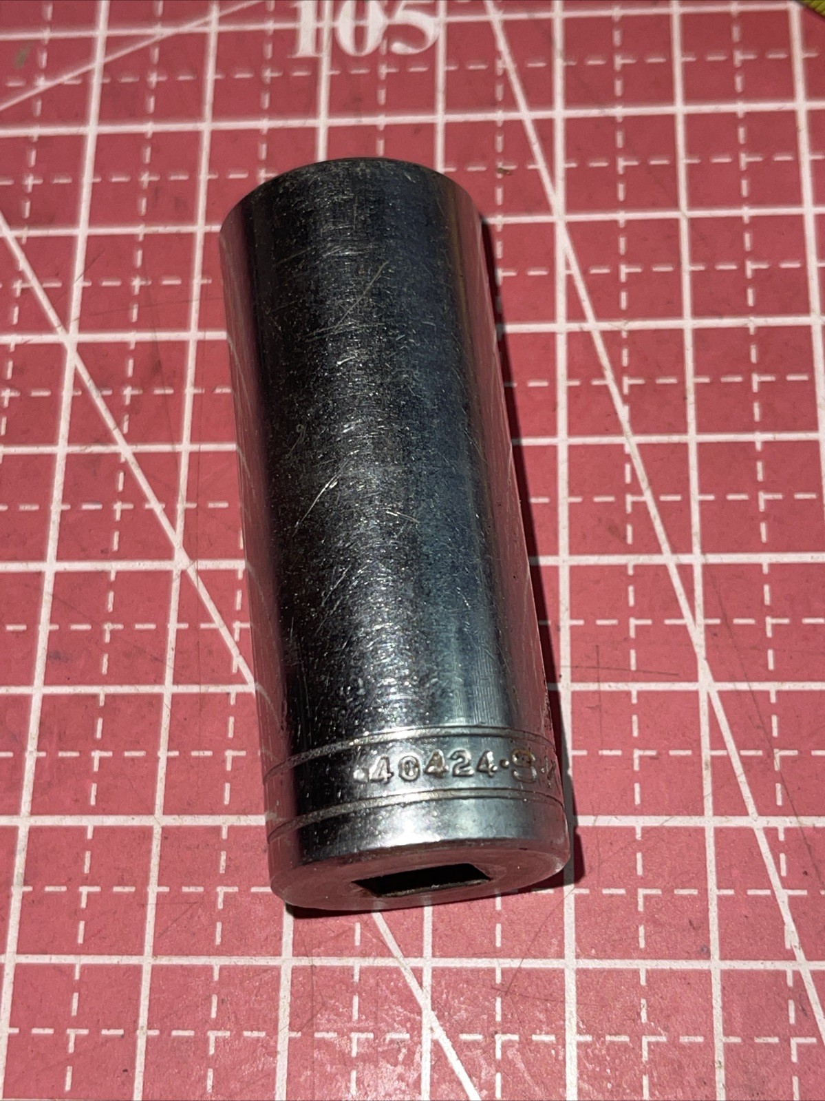 S-K USA 40424 3/4 In SAE 3/8 Drive 6 Point Deep Socket Vintage SK 3/8” 3/4”