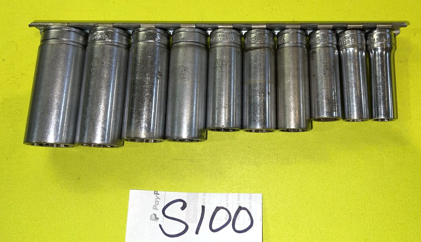 SNAP-ON TOOLS PIECE 3/8 DRIVE SAE. DEEP CHROME 12 POINT SOCKET SET