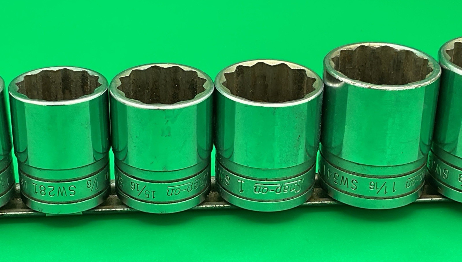 SNAP ON 1/2″ Drive 12pt SAE Shallow Socket Set 1 1/8″-7/16″ 12 Pieces NICE