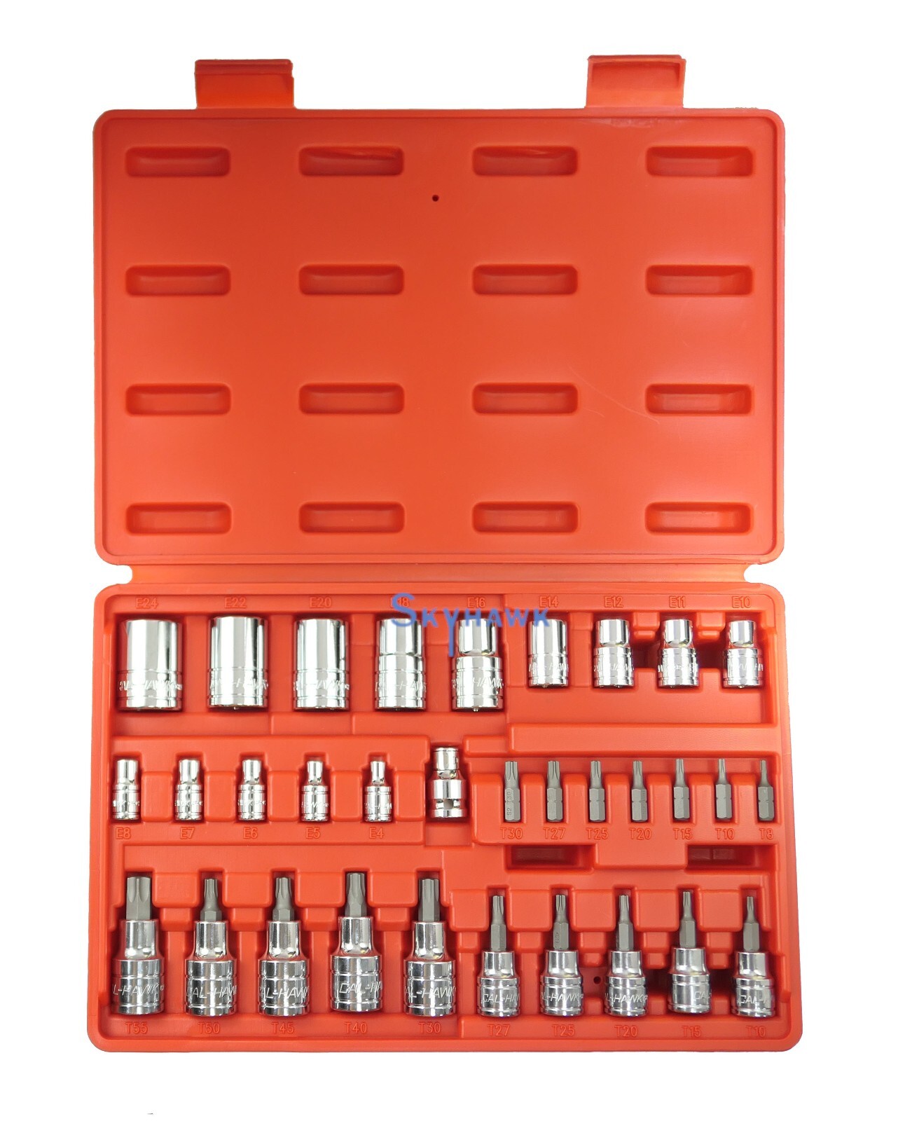 32pc 1/4″, 3/8″ & 1/2″ DR E-TORX STAR SOCKET SET & BIT MALE FEMALE E & T SOCKET