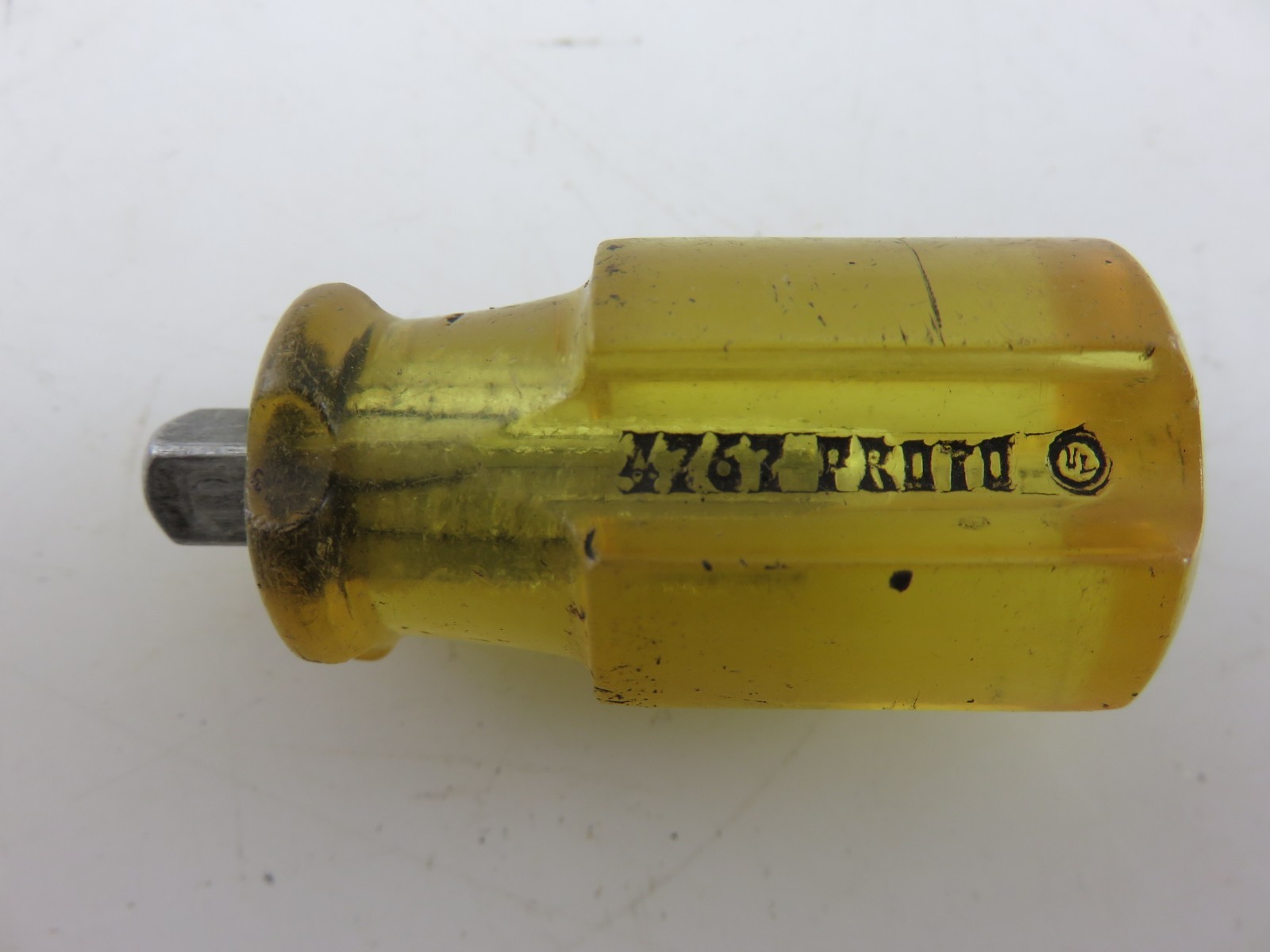 Proto 4767 Stubby Short 1/4″ Socket Shank Driver Yellow Handle Tool Vintage USA