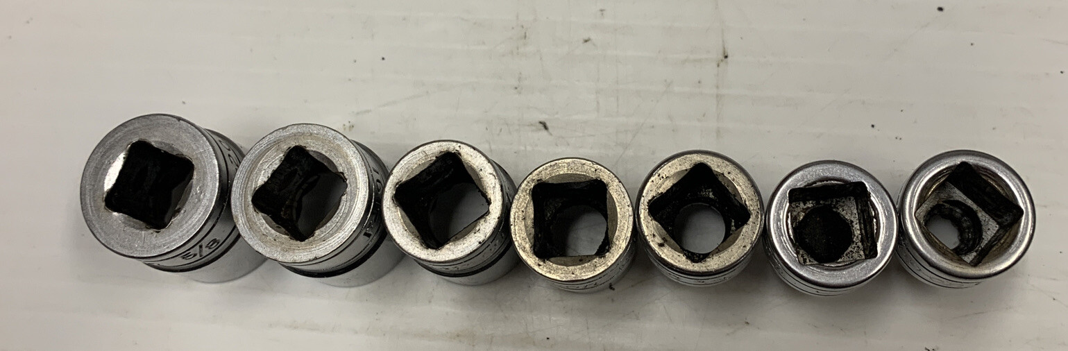 Snap-on USA 13 pc 3/8″ Drive SAE 12 Point Shallow Chrome Sockets F321-F081 U