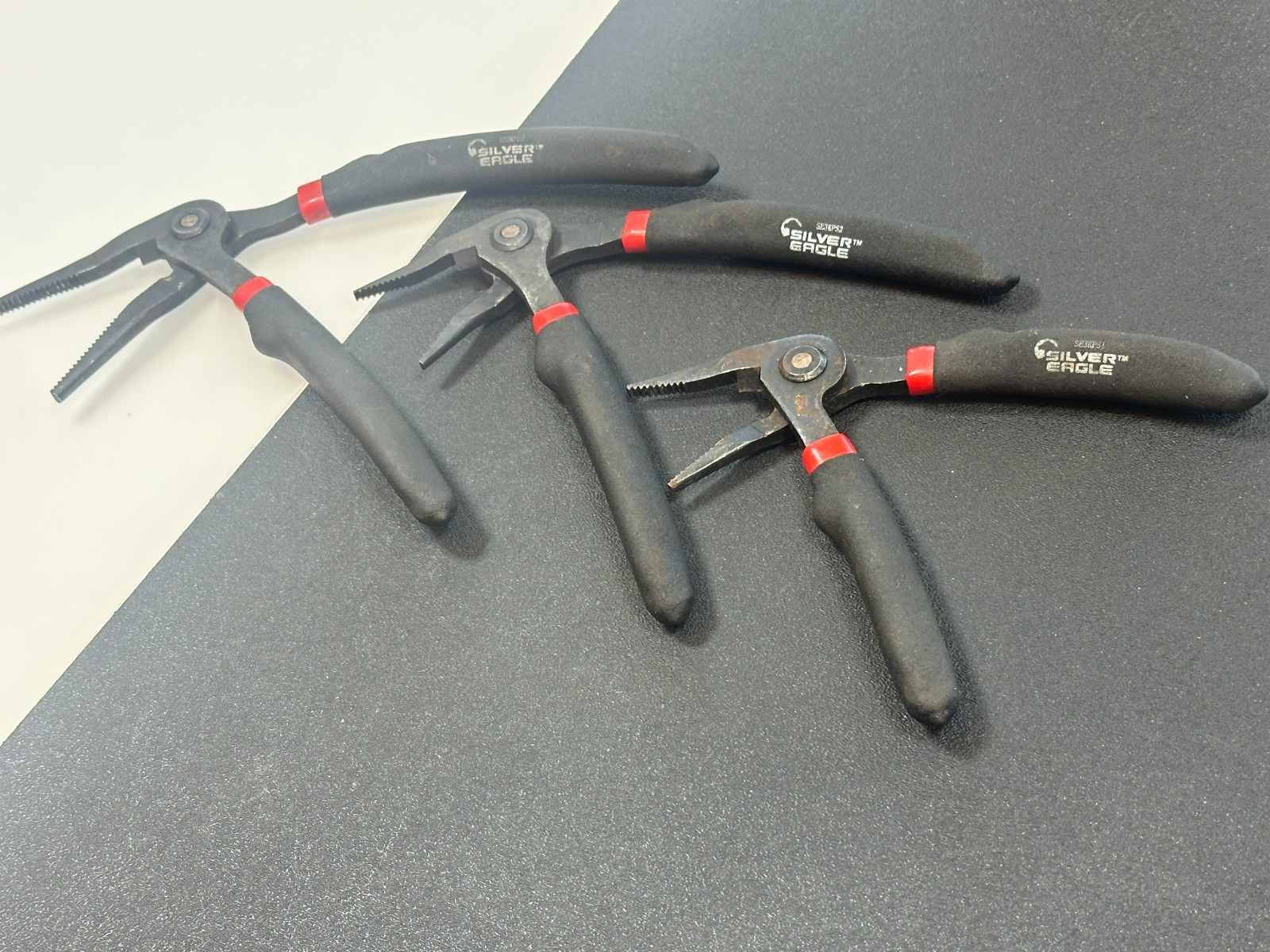 Matco Silver Eagle 3pc Pistol Grip Needle Nose Pliers Set Lot Black Soft Grip