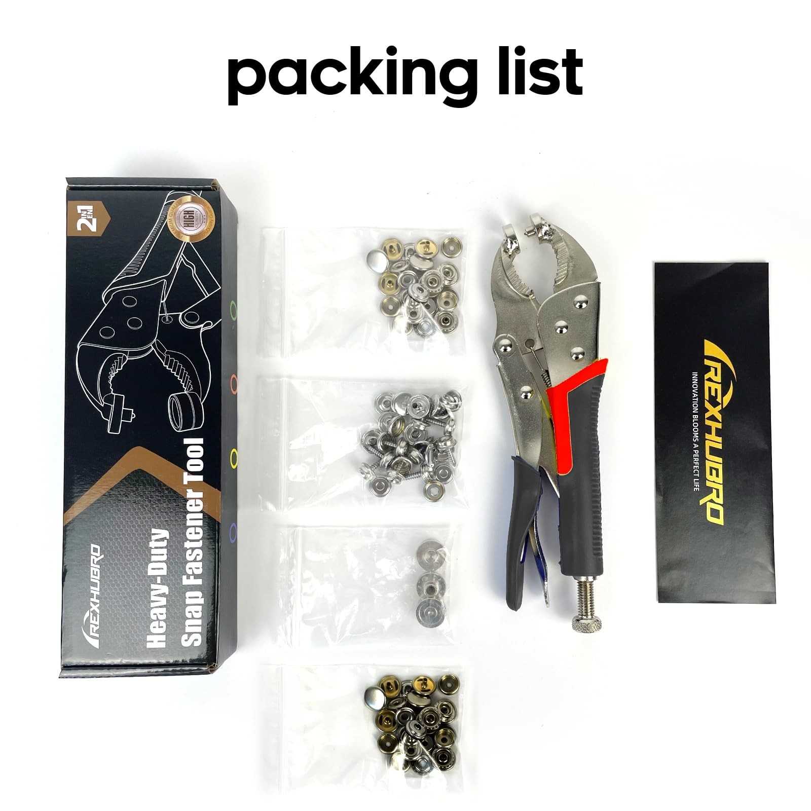 Heavy Duty Snap Tool Kit for Boat Covers – Setter Pliers & 60 Stainless Fastener