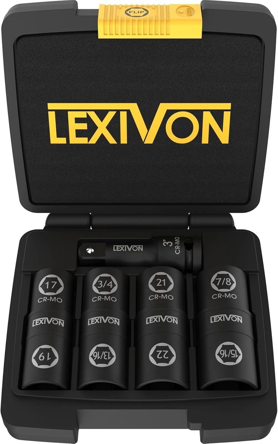 Dual-End Flip Socket Set, Inch & Metric Sizes