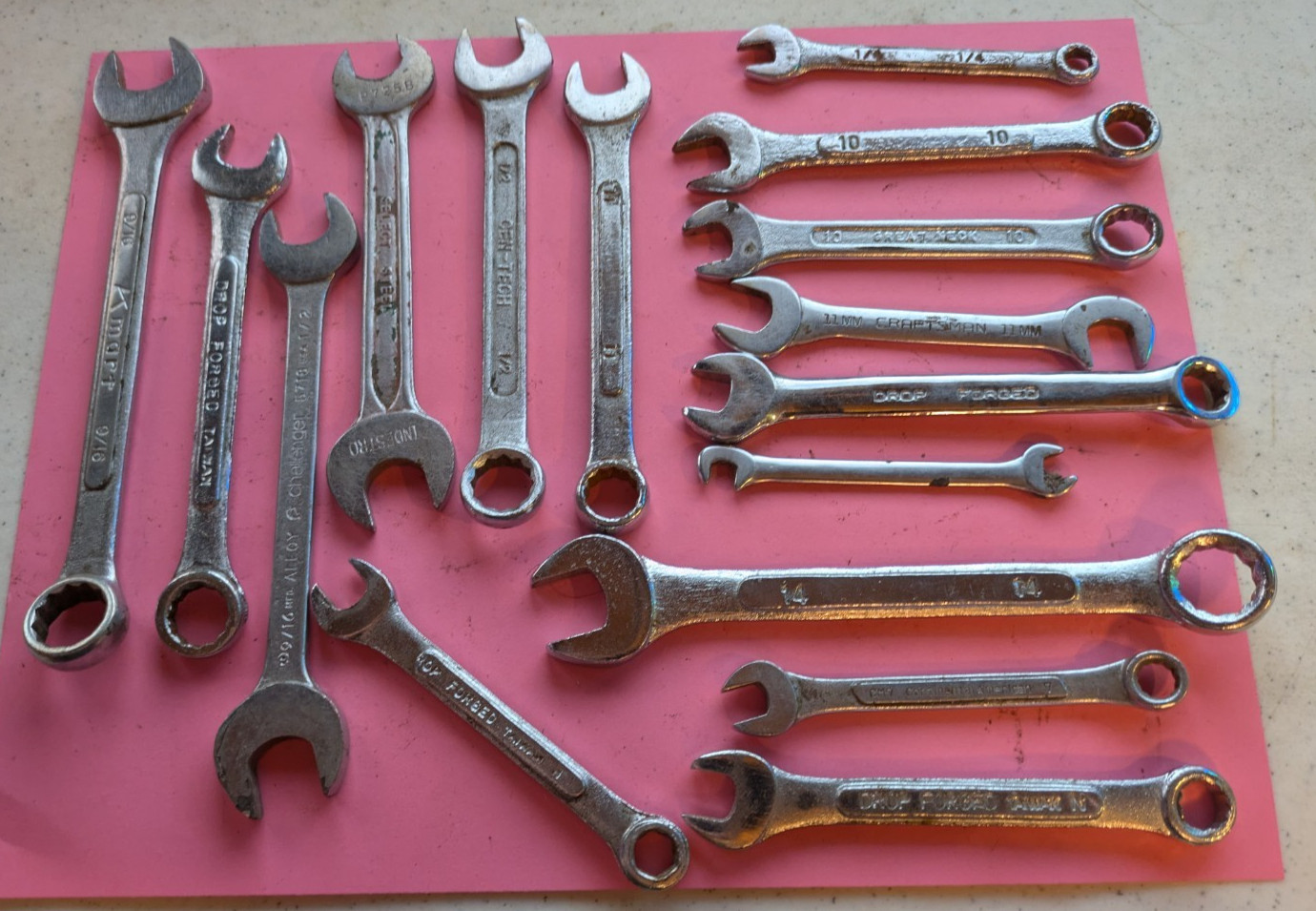 Lot of 34 Small Wrenches(Craftsman & Other Brands) Various Sizes