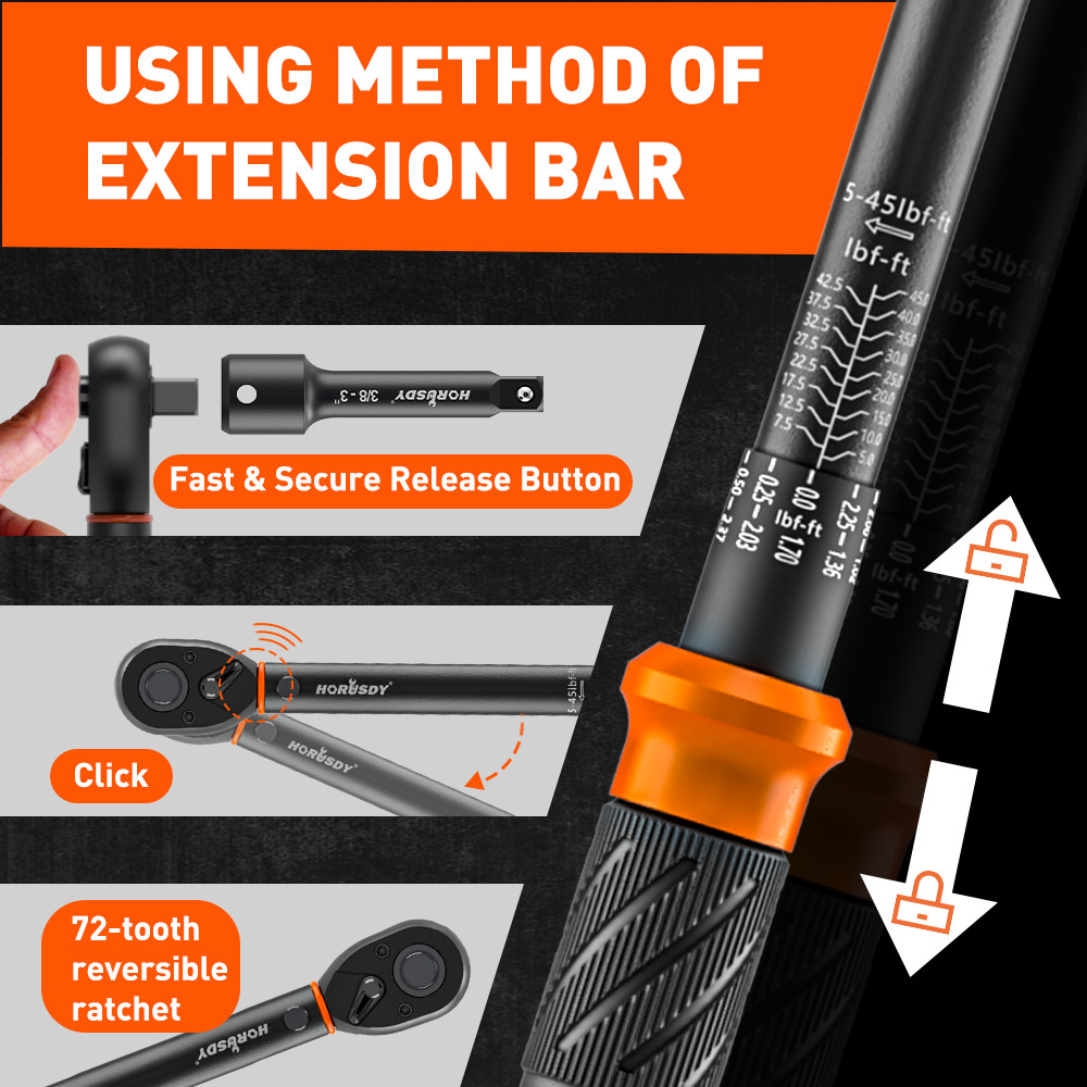 3/8″ Torque Wrench Snap Socket Professional Drive Click Type Ratcheting
