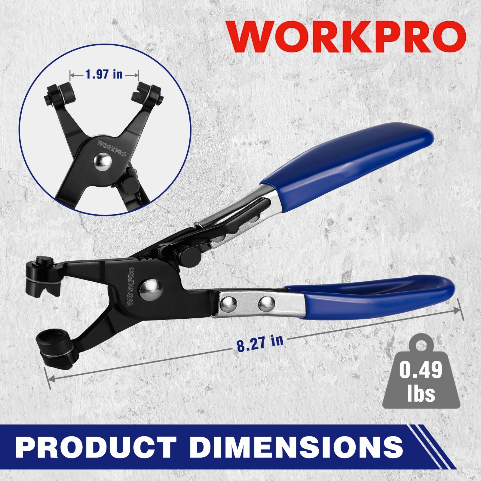 WORKPRO Hose Clamp Pliers with Swivel Flat Band for Removal and Installation
