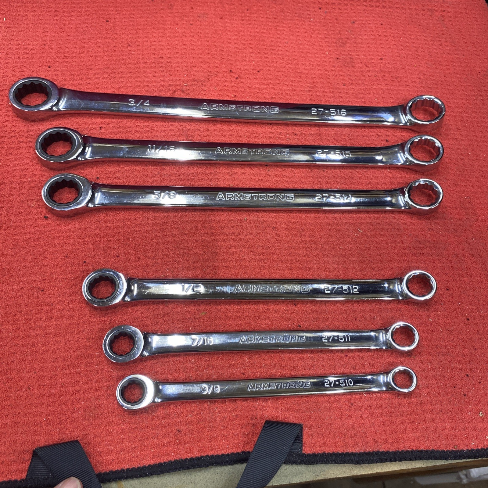 Armstrong Tools USA 6pc Ratcheting Double Box End Wrench Set SAE Missing 9/16