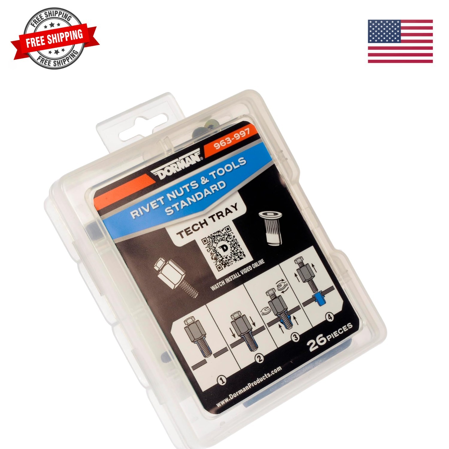 Rivet Nuts and Hand Tool Kit – 1/4-20, 5/16-18 Tray Contains 26 Pieces