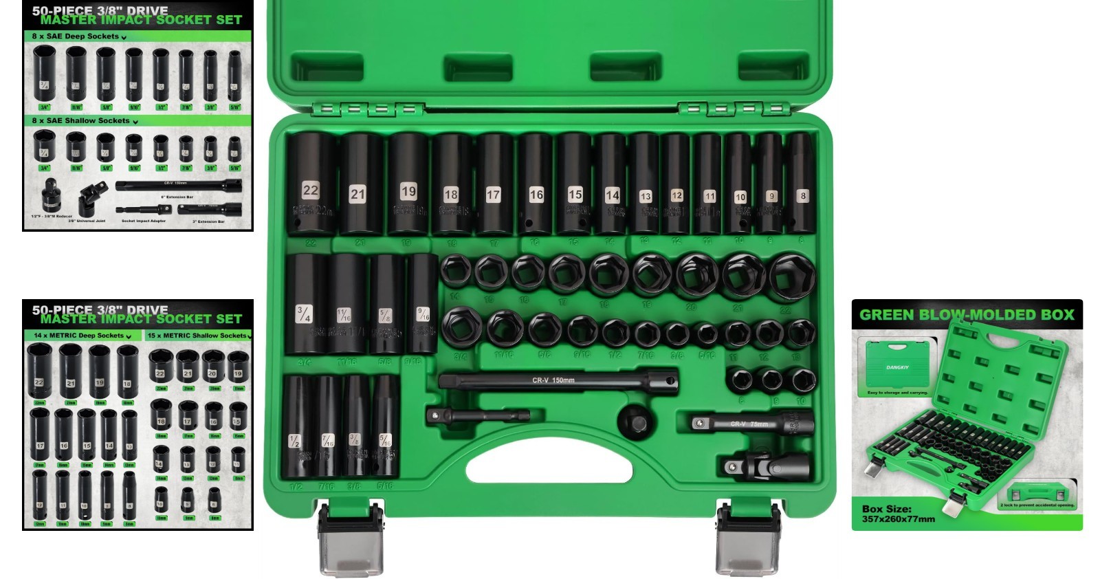 Heavy-Duty 3/8″ Drive Impact Socket Set – Corrosion-Resistant & Organized