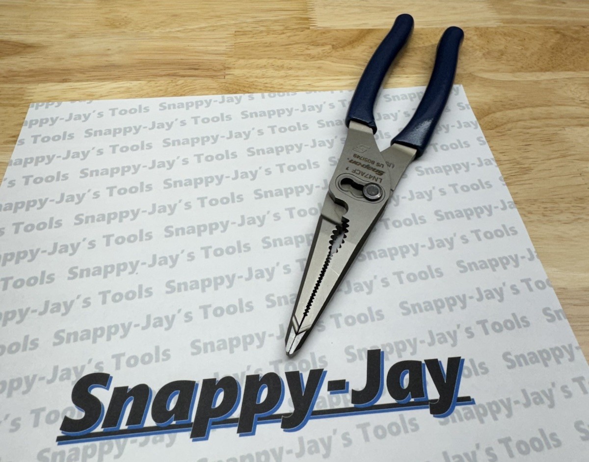 Snap-on Tools USA NEW POWER BLUE Talon Grip Long Nose Slip Joint Pliers LN47ACF