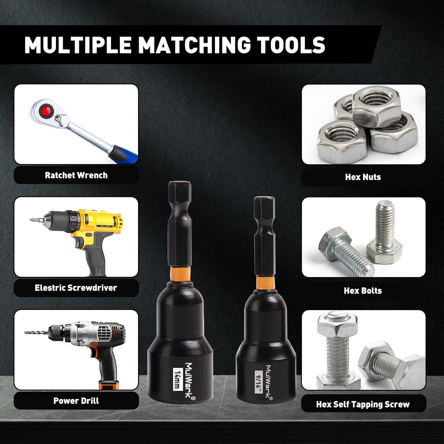 29 Piece Magnetic Nut Driver Set, Impact drill socket adapter, SAE, and Metric