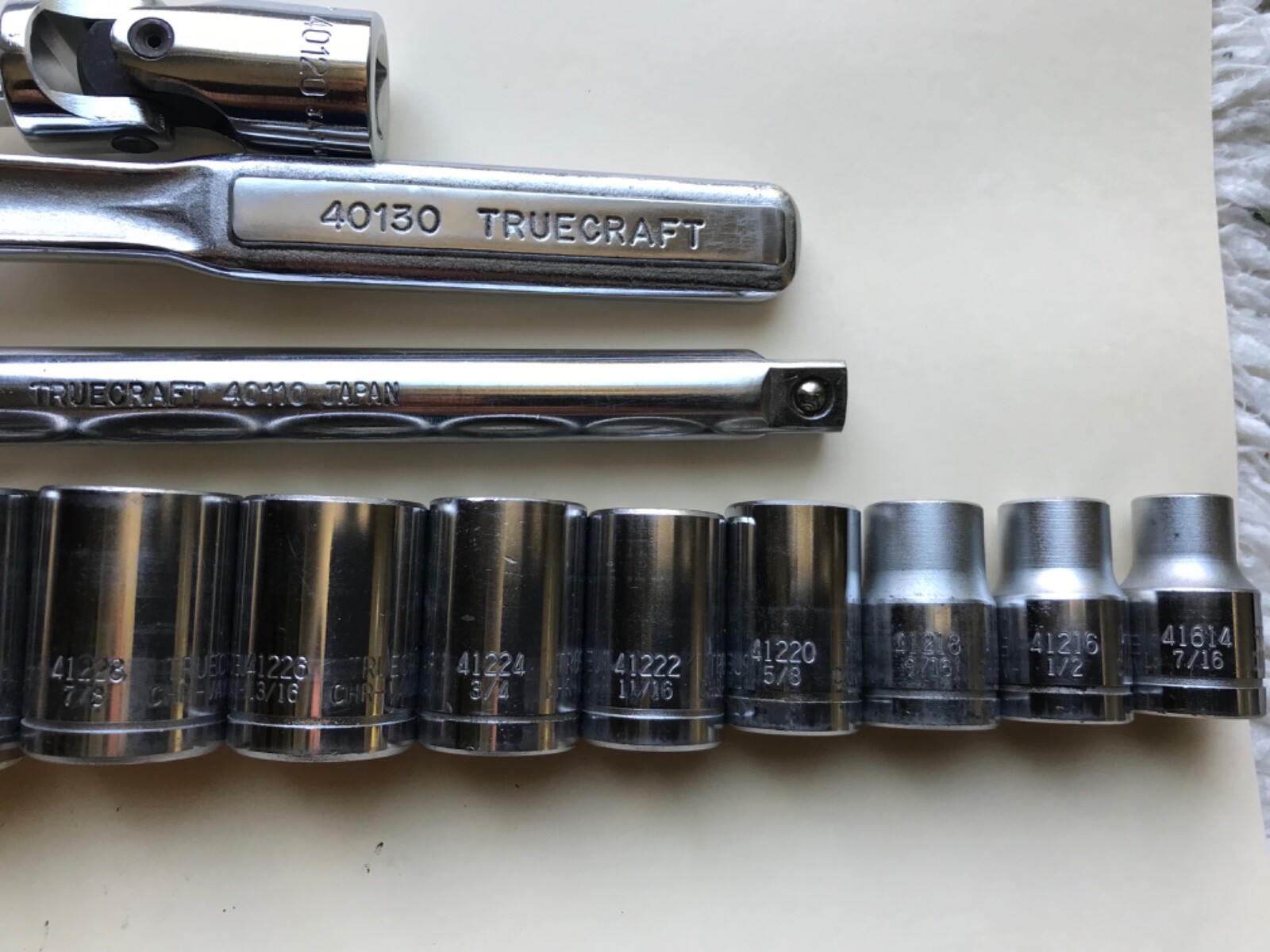 Truecraft Socket Set 1/2” Drive,-7/16,1/2,9/16,5/8,11/16,3/4,13/16,7/8,15/16,1,+