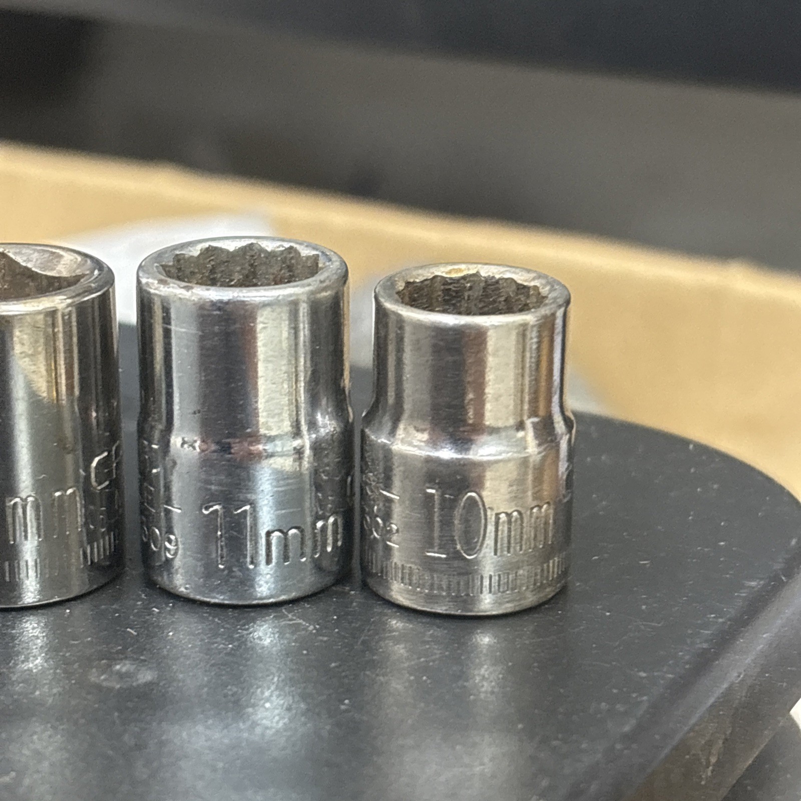 Vintage Craftsman Metic 10 Piece Socket 12 Point 3/8″ Drive Set 10mm-19mm USA