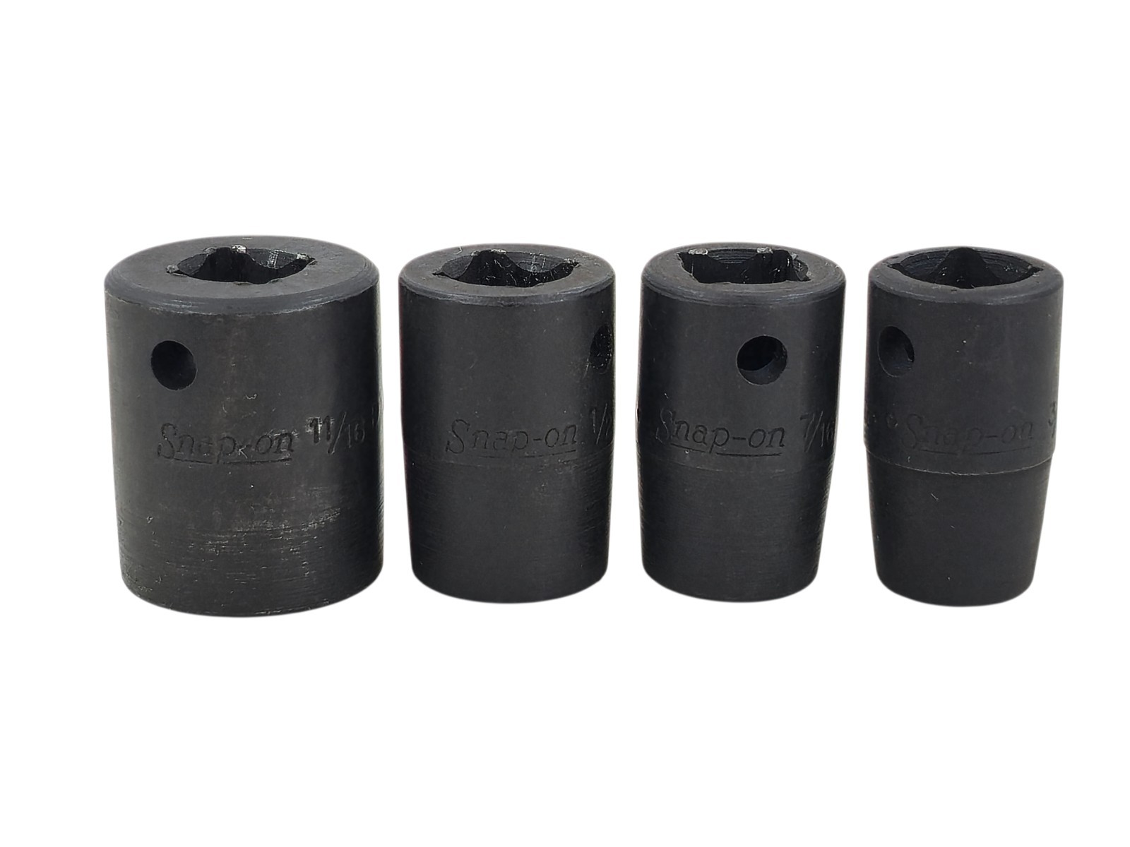 7 SNAP-ON 1/2″ DRIVE 8 POINT SAE SHALLOW DOUBLE SQUARE POWER SOCKETS