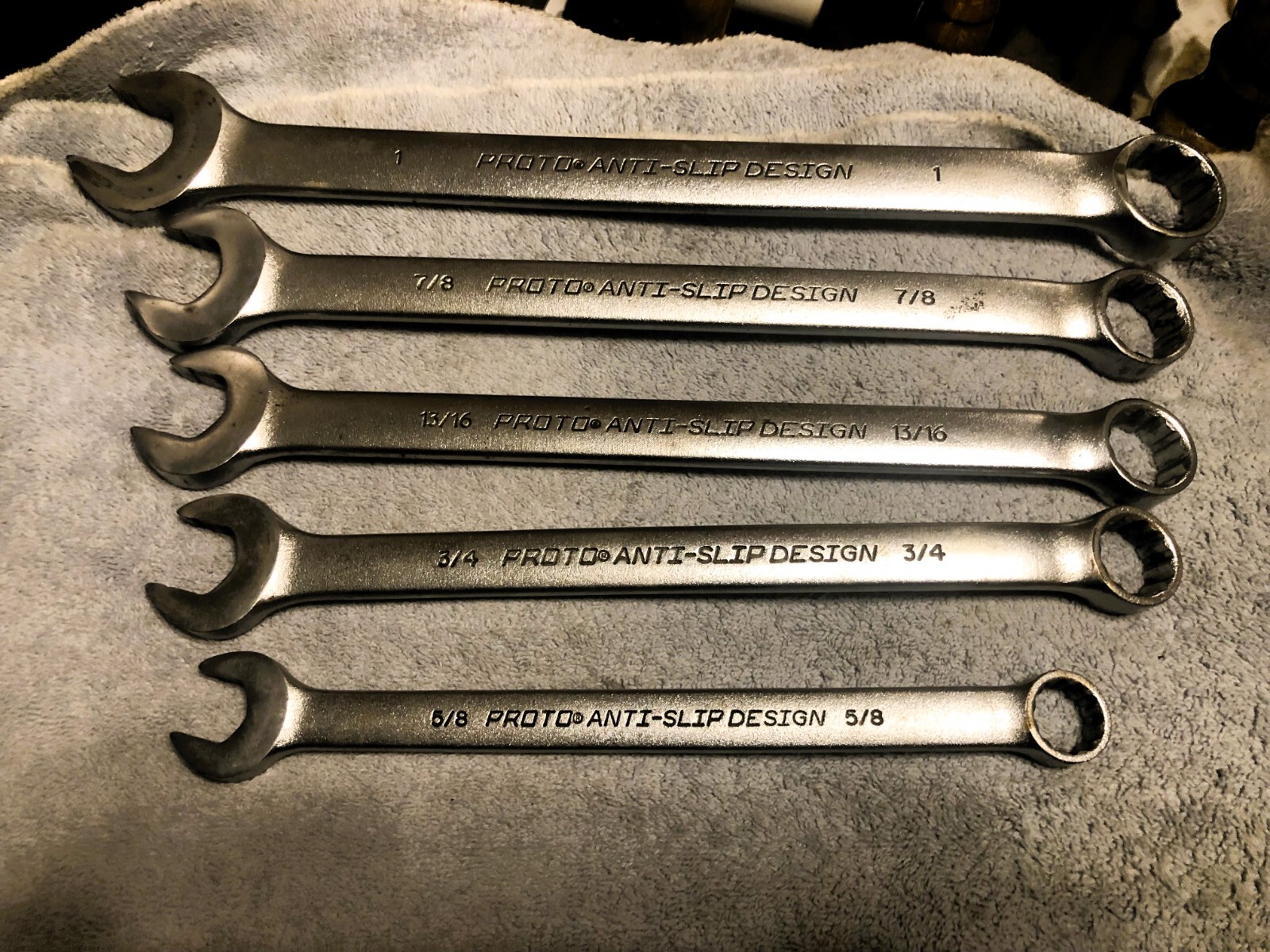 Vintage PROTO Professional Combination Wrench Set of 5 Pcs USA 5/8″-1″