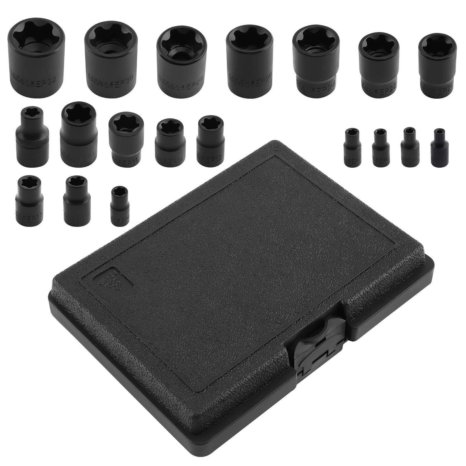 19pcs Black External Plus Socket Set EP4 EP5 EP6 EP7 EP8 EP10 EP11 EP12 EP14