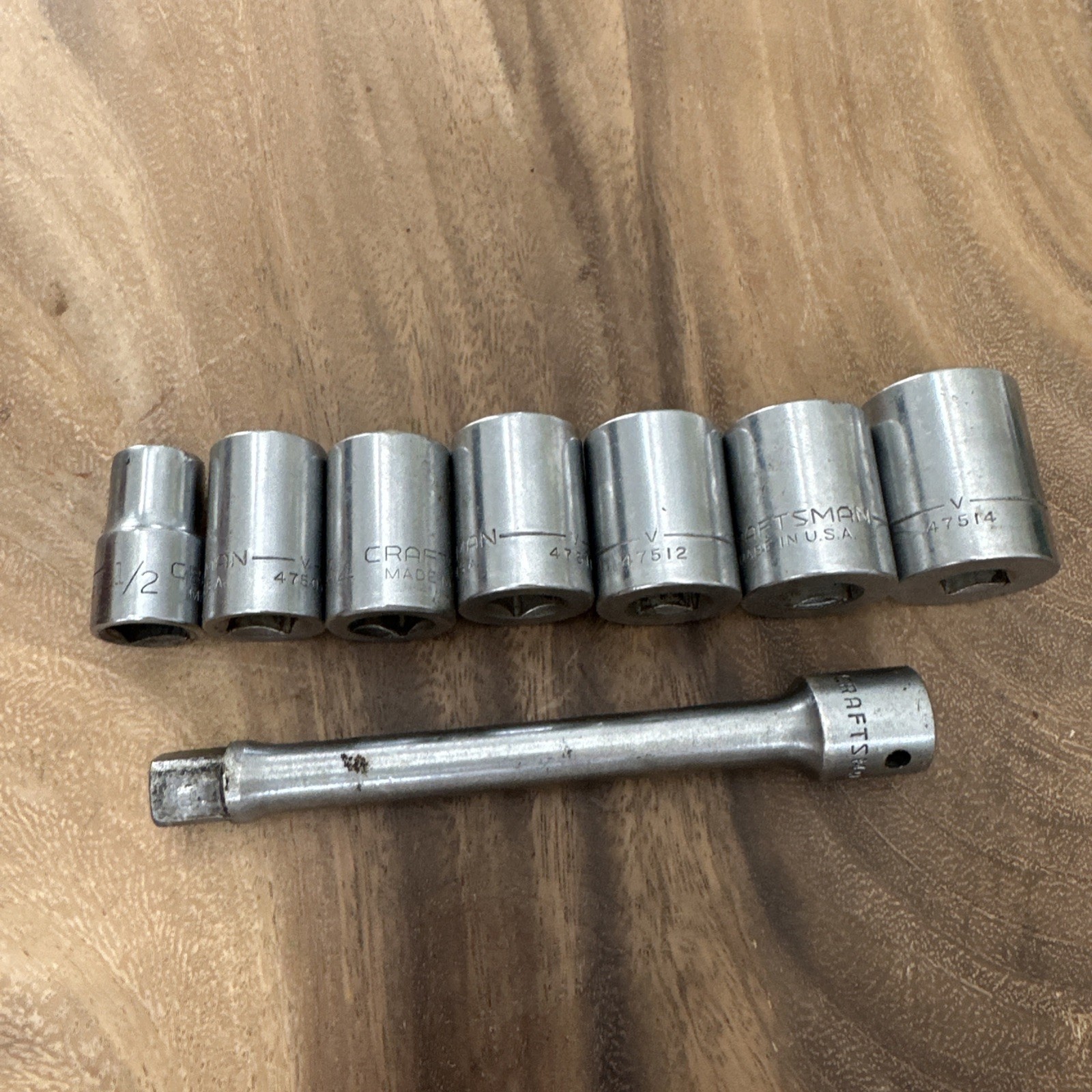 Craftsman USA 1/2” Drive Socket Set V Series 12 Pt Chrome 1/2”- 1” 8 Pc. SAE