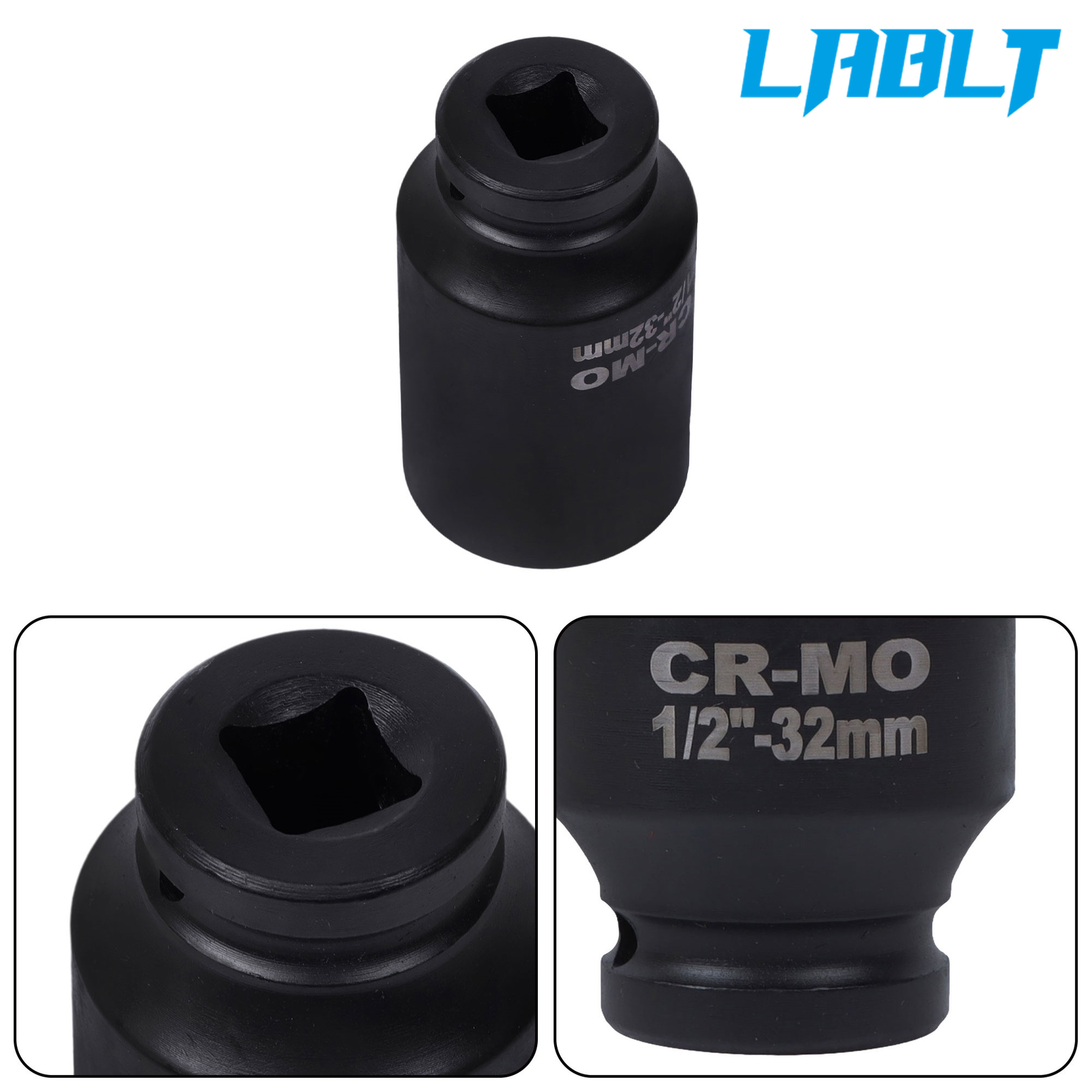 LABLT 1/2 Inch Drive Deep Impact Socket Tool Set Metric Garage Workshop Tools