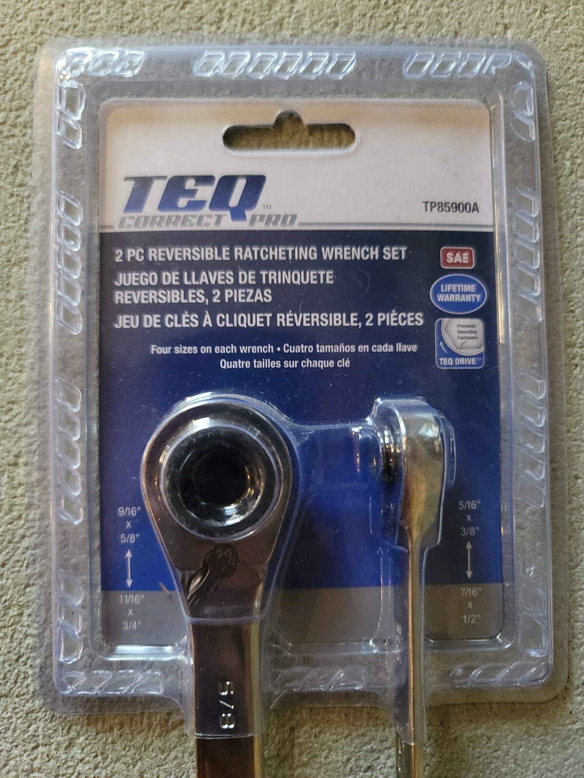 TEQ Correct Professional ● 2 PC Reversible Ratcheting Wrench Set – SAE TP85900A