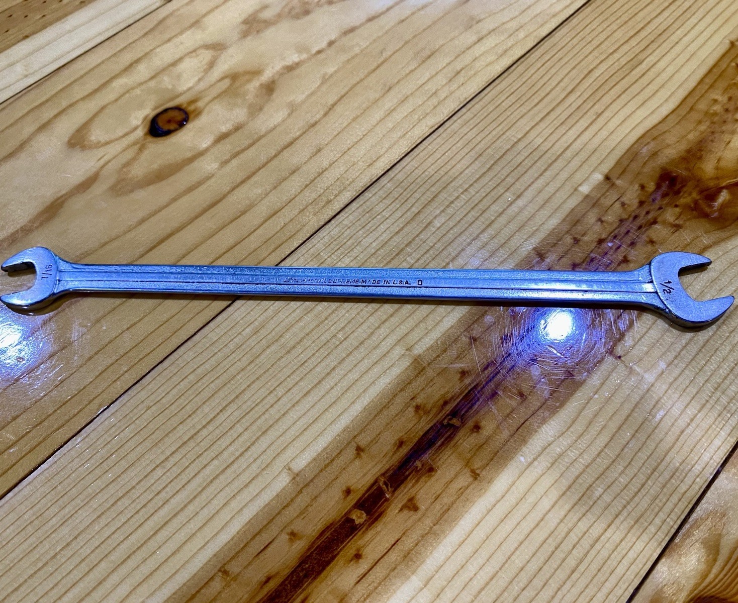 Blue Point Supreme 7/16″-1/2″ Low Torque Slime Line Open End Wrench LTA1416