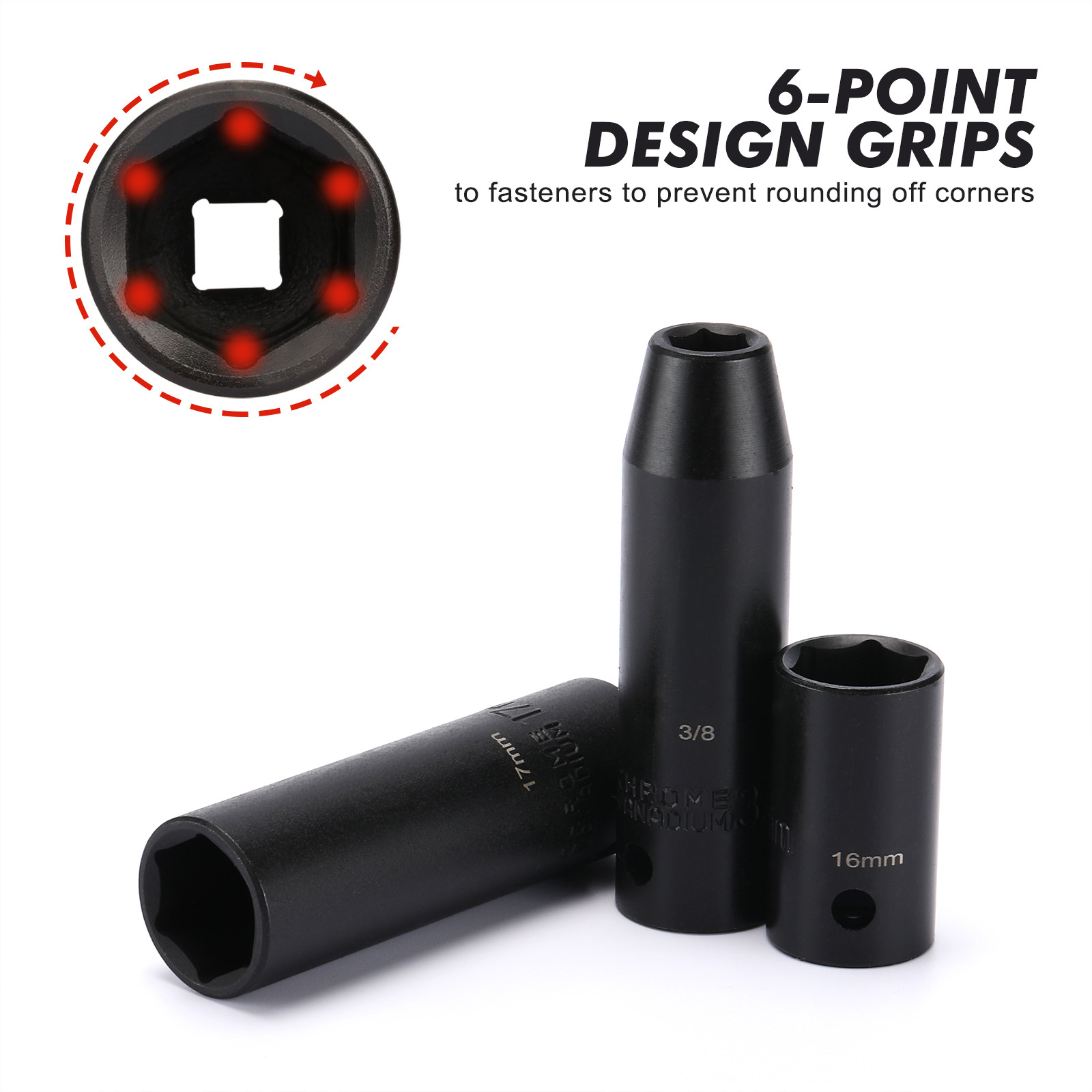 1/2″ 70 Pieces Impact Socket Master Set, SAE & Metric from 5/16″-1-1/4″, 8-24mm