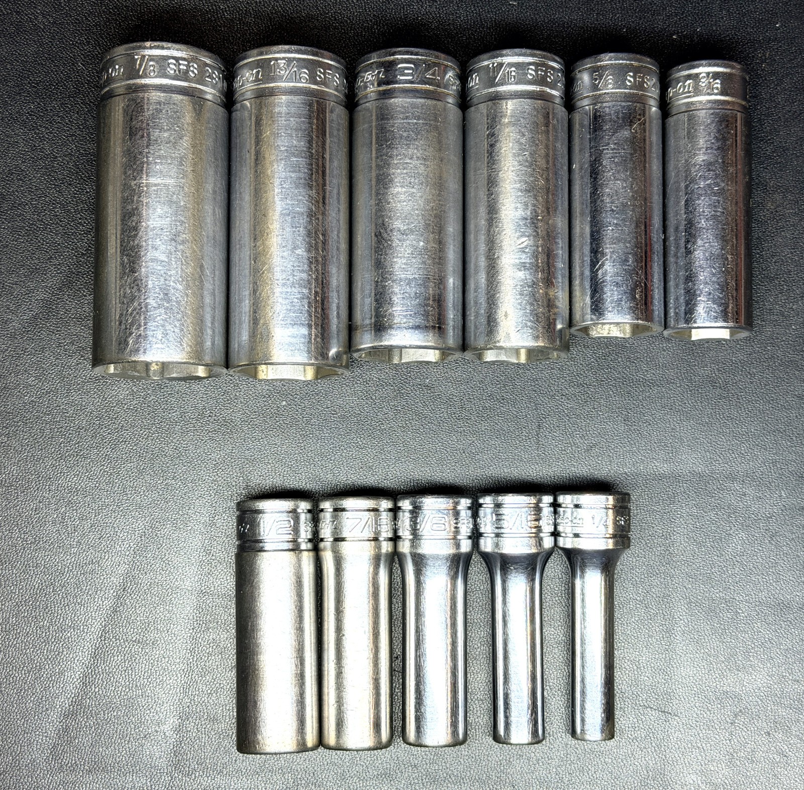 SNAP ON 211SFSY 11-PIECE 3/8″ DRIVE SAE DEEP 6-POINT SOCKET SET 1/4″-7/8″ USA