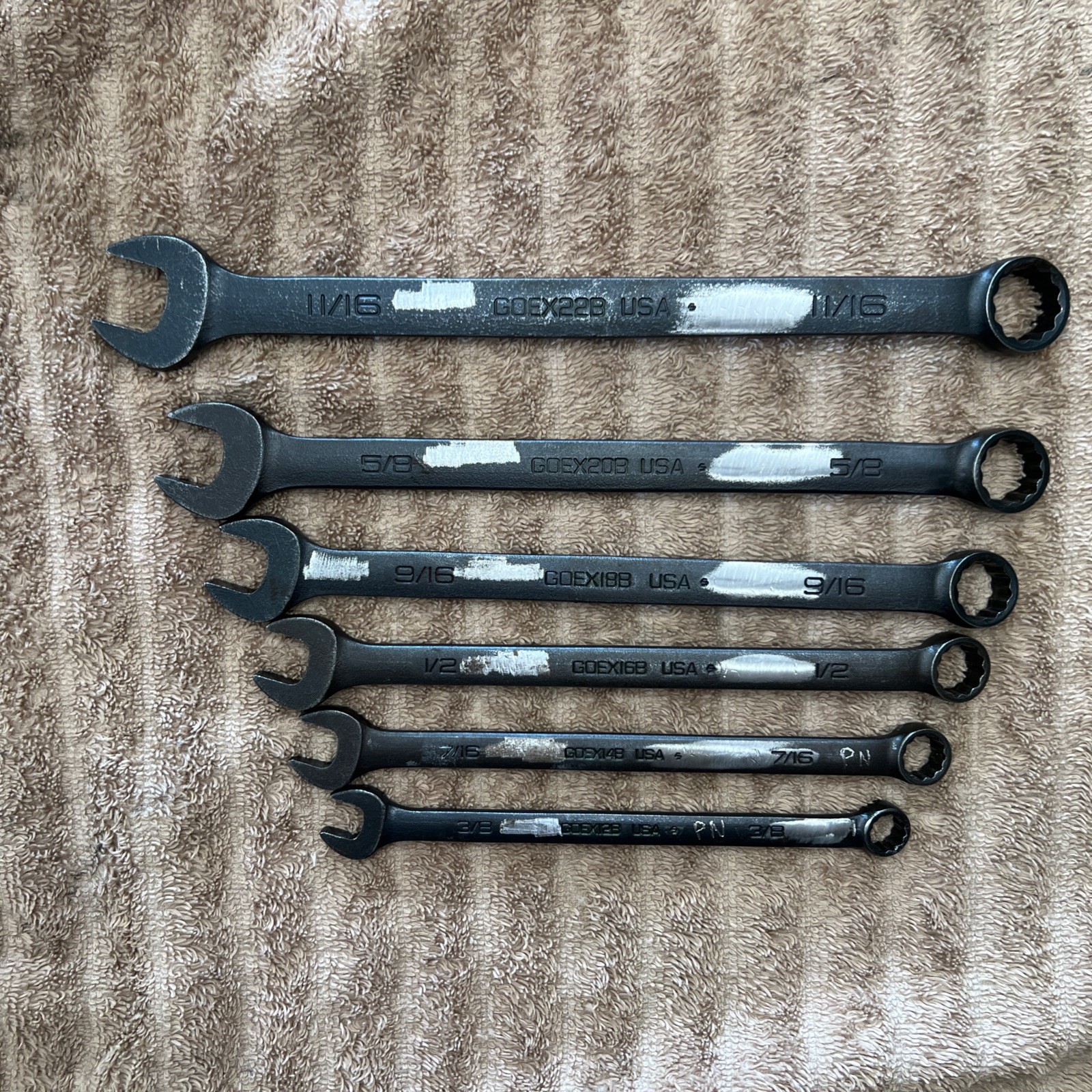 (6) Snap On Wrench GOEX12B 14B 16B 18B 20B 22B — 3/8 7/16 1/2 9/16 5/8 11/16
