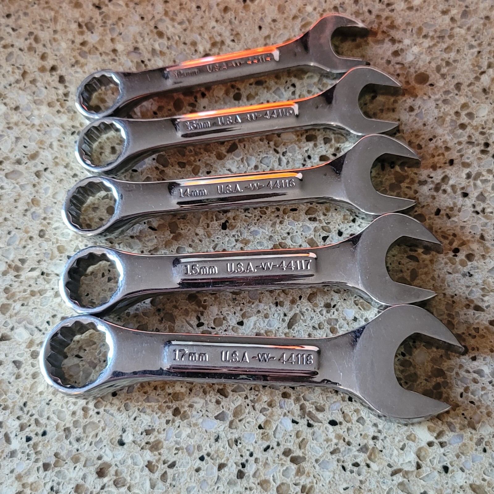 Lot of 5 Craftsman Pro. VV Stubby Combo Wrench 12mm 13mm 14mm 15mm 17mm READ ME!