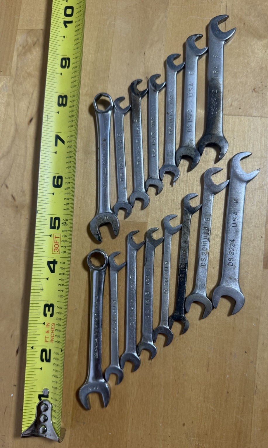 Snap On 15 Pc SAE Ignition 4 Way Open End Angle Wrench Set DS Series OEX