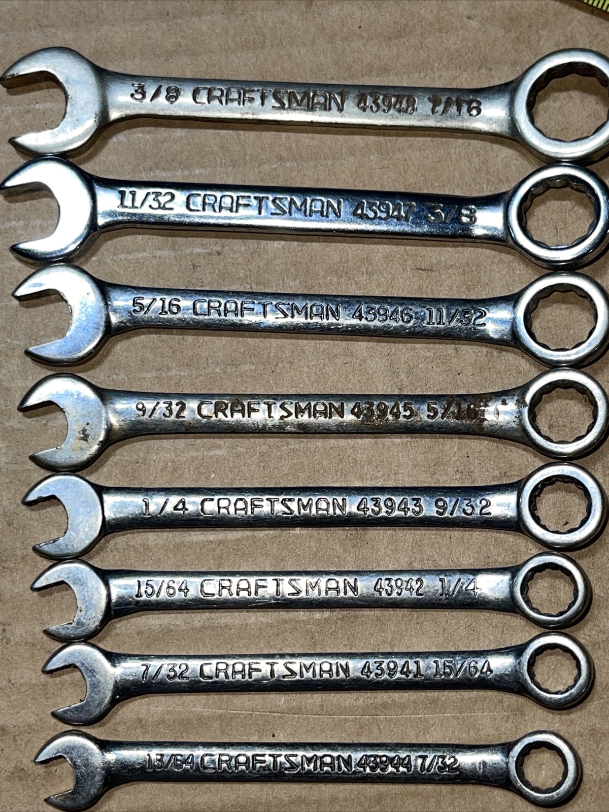 Vintage Sears Craftsman USA 8 Piece Combination Ignition Wrench SAE 13/64 – 7/16
