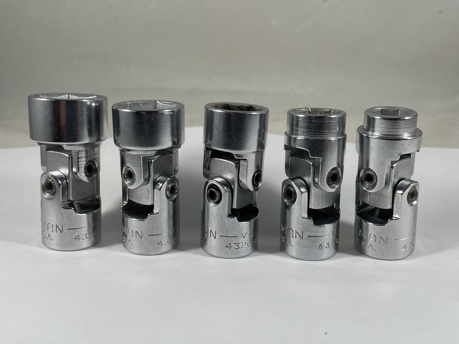 Vintage Craftsman USA 3/8” Drive, Swivel Socket Lot Of 5, 3/8 1/2 9/16 5/8 11/16