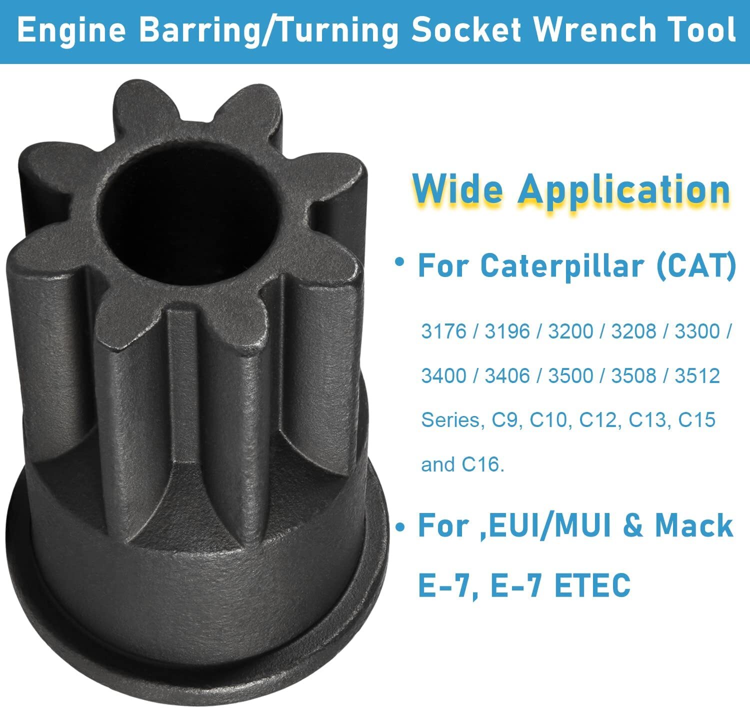 Engine Barring Socket Wrench Turning Tool for CAT 3200/3406 Series Mack E-7 ETEC