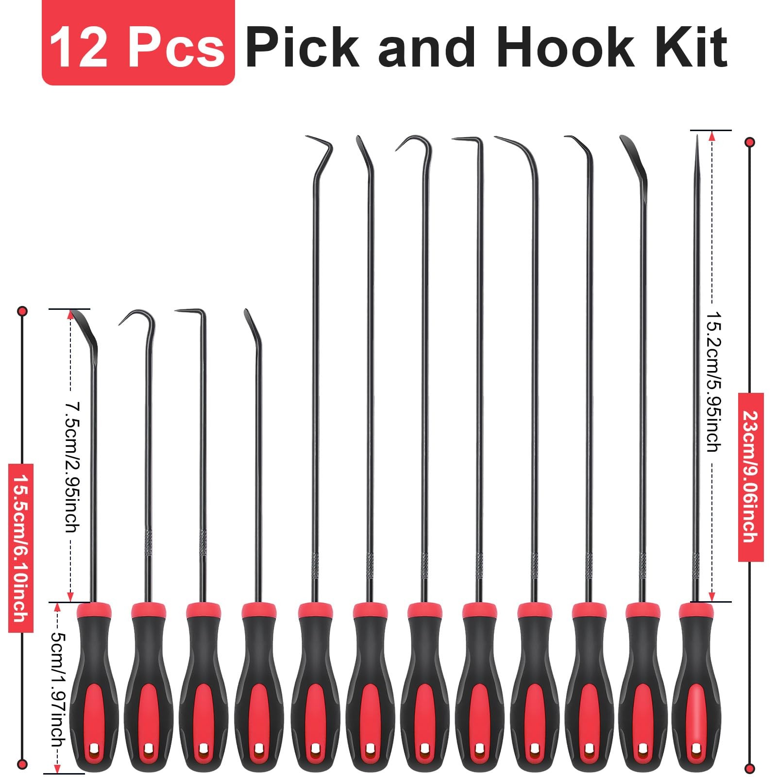 Keze 12 Pcs Pick and Hook Tool Set Includes Long & Black-12