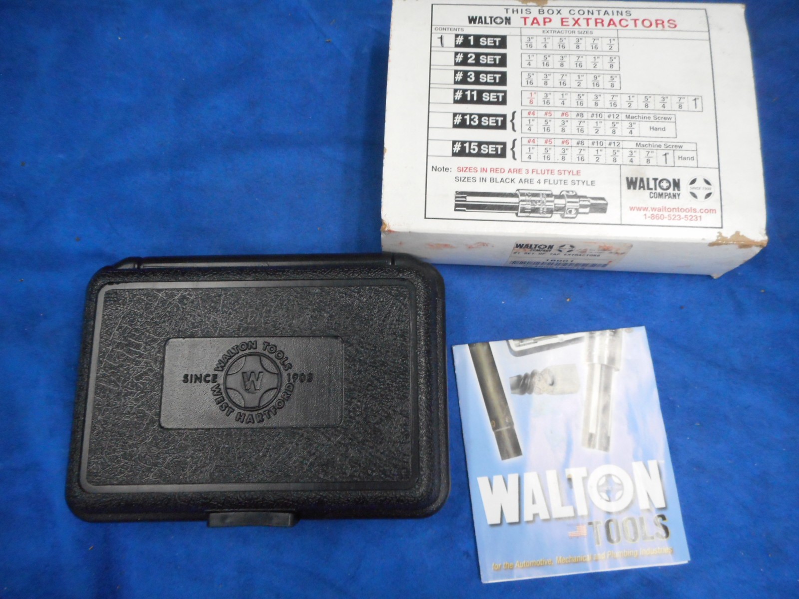 WALTON #1 Set 18001 Tap Extractor Tool Kit. NEW broken bolt, tap, dye remover