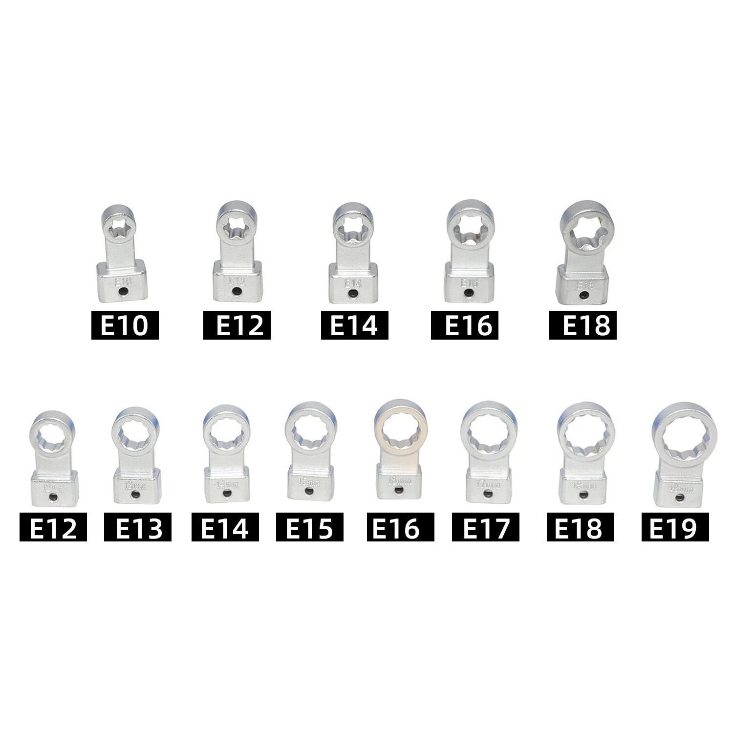 15pcs Car Auxiliary Belt Tensioner Pulley Wrench Set 12-19mm Screw Removal Tool