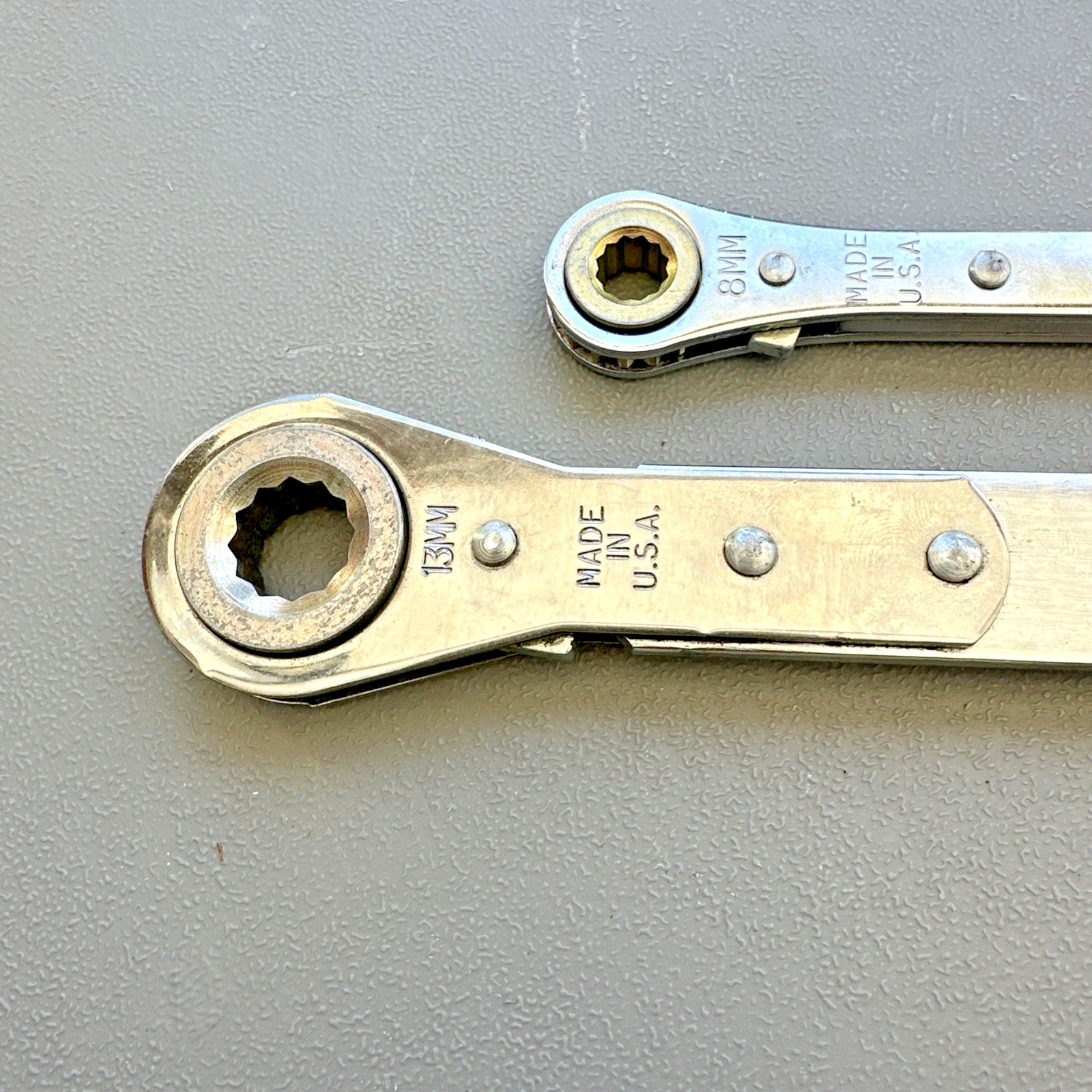 Mac Tools Ratcheting Box Wrench Lot RWLM13152 13 15mm & RWL08102 8 10mm Metric